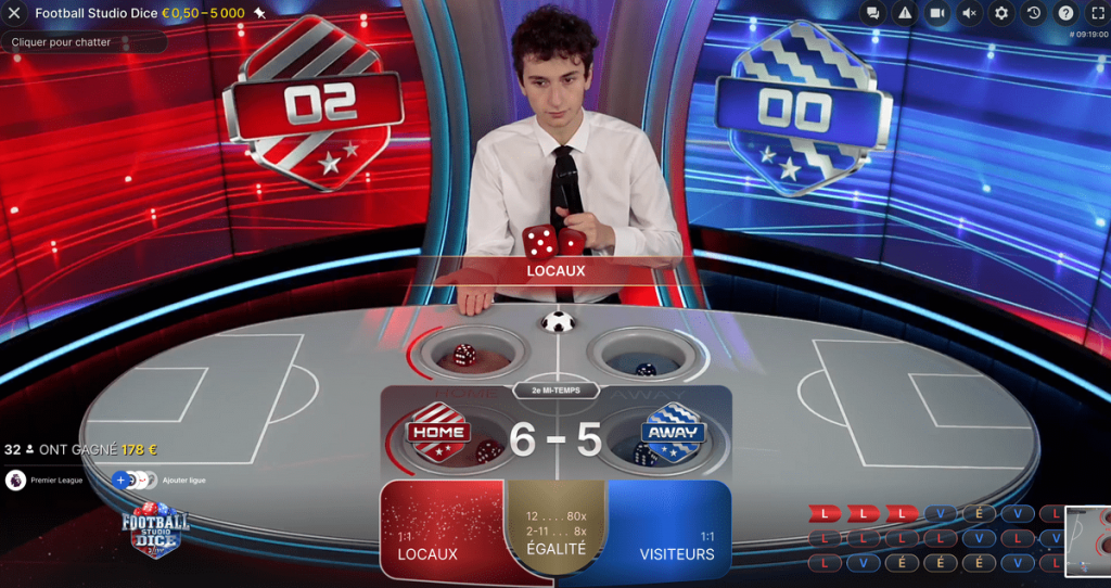 Football studio dice jeu casino